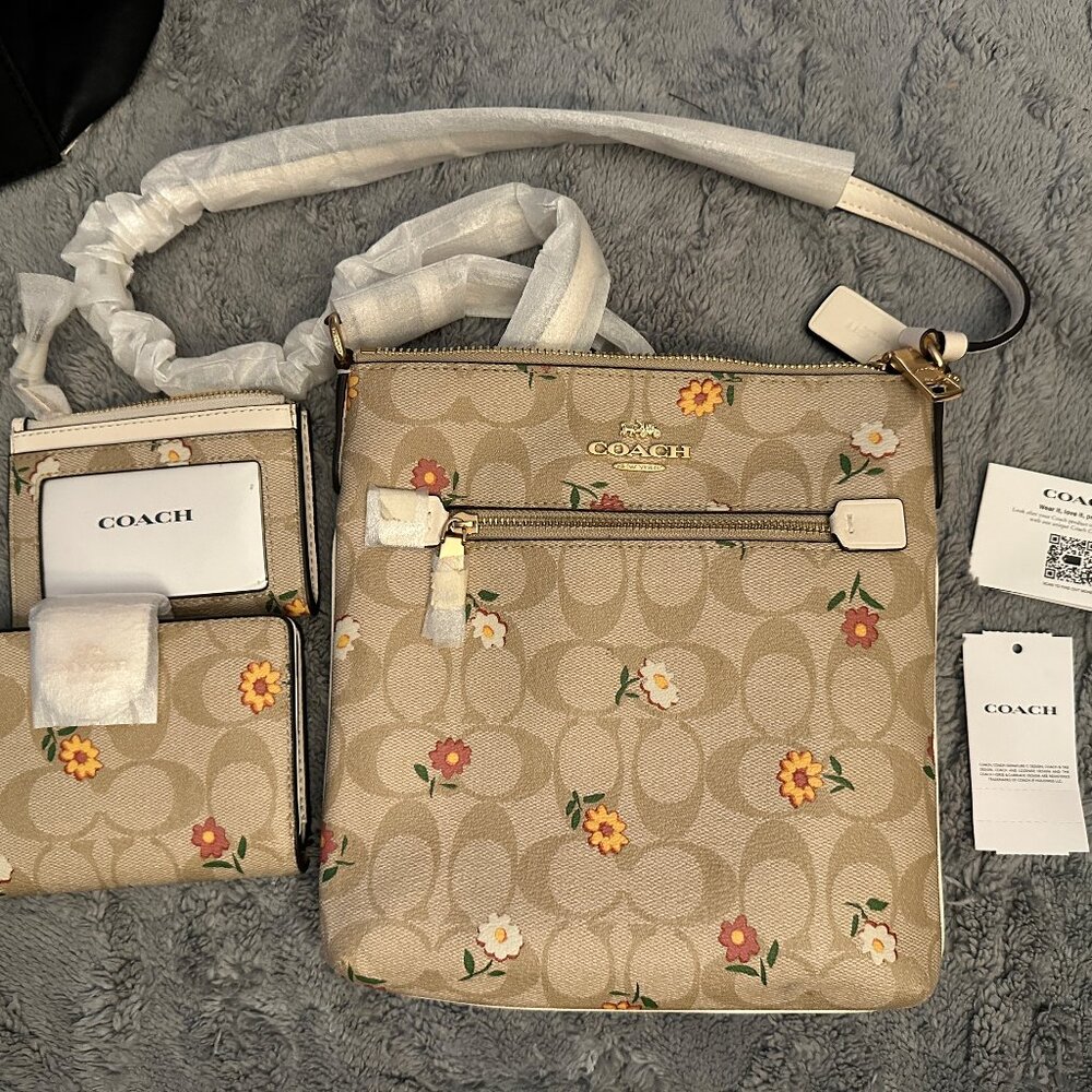 NEW COACH Womens Mini Rowan File Shoulder Crossbody Bag, Wallet, Card Holder Set - Picture 6 of 10